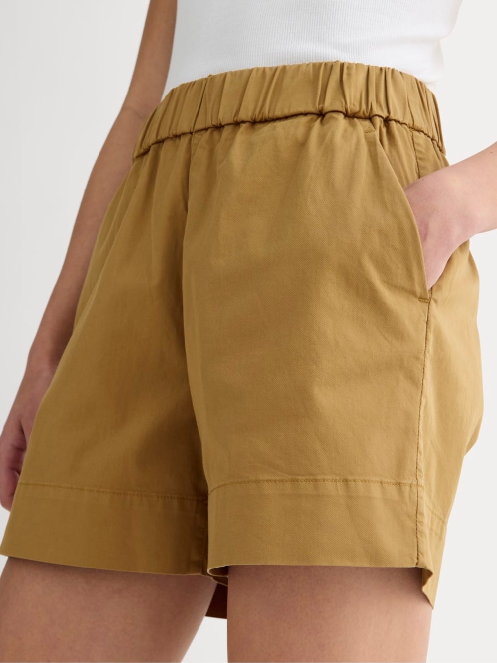 Everlane Tan Khaki Cotton Pull-On Easy Shorts - Large